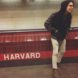 Arturo waiting for the train in Cambridge