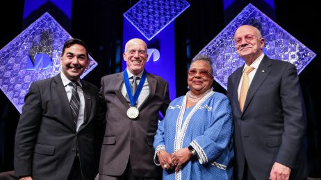 Group photo with Dr. Joaquin Martinez, Dr. Larry M. Frolich, Betty Ferguson and Dr. Eduardo J. Padrón