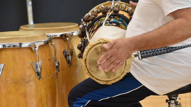close up of hand drumming