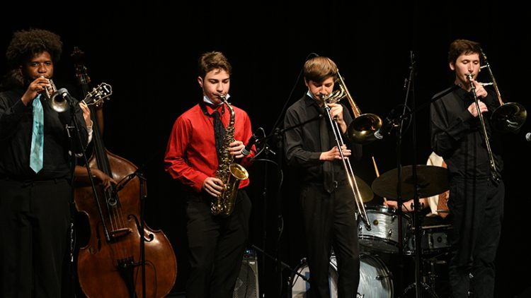 Jazz students playing instruments