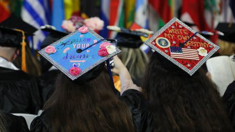 Graduation caps with slogans