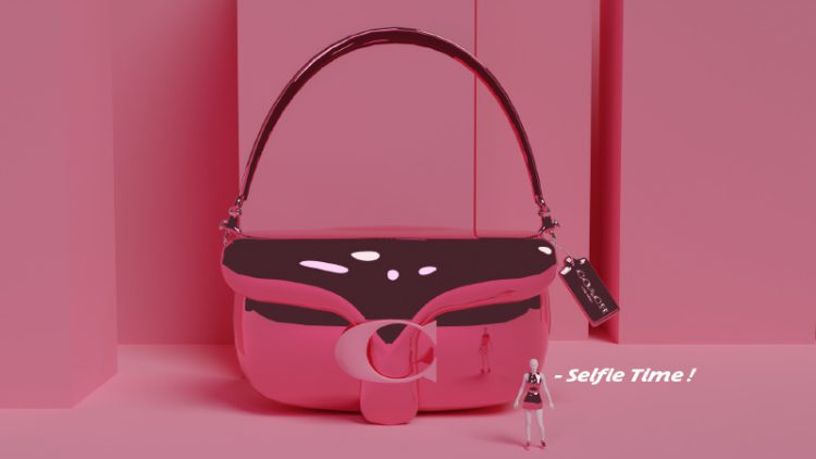 Coach purse in metallic pink