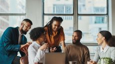 A group of people at an office