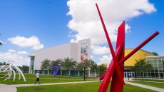 FIU building with red sculpture