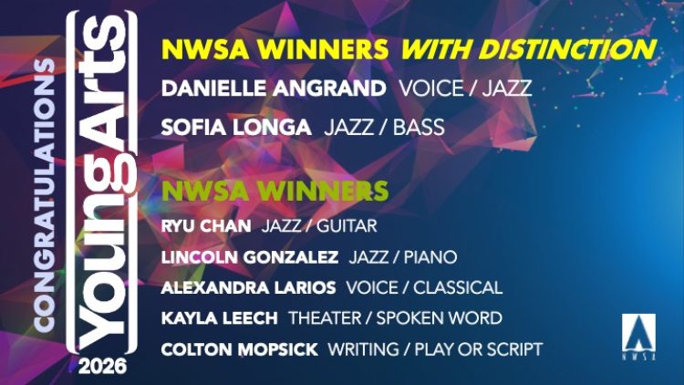 Decorative flyer with names of YoungArts winners.