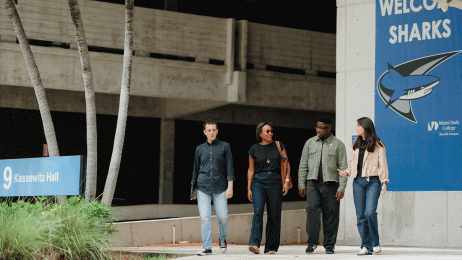 Students walking with a faculty member at Kendall Campus